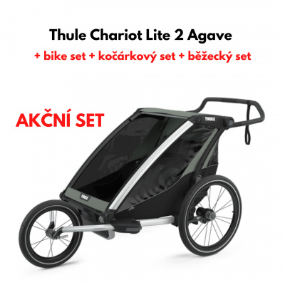 Thule Chariot Lite 2 Agave + bike set + kočárkový set + běžecký set