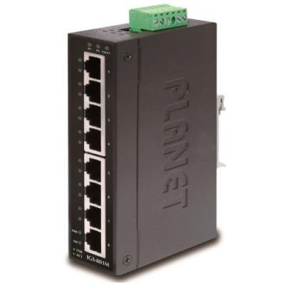 Switch PLANET IGS-801M Switch, 8x 1000Base-T, DIN, IP30, -10 až 60°C, ESD+EFT do 6kV, Web/SNMP, VLAN, STP IGS-801M