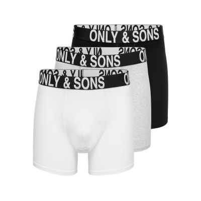 Only & Sons Boxerky 'FITZ' světle šedá / černá / bílá, vel.XS