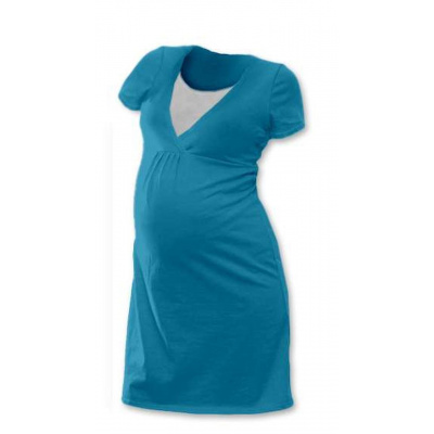 Noční košile pro těhotné a kojící matky, KR, petrolejová M/L