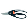 Nůžky na plech a plast Fiskars 111450 (Univerzální nůžky s chráničem prstů pro střihání tenkých plechů, plastů, hadic atd.)