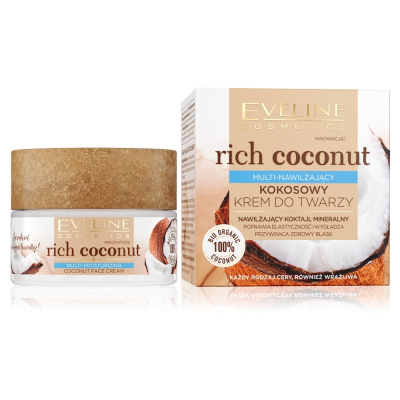 Eveline Cosmetics, Rich Coconut multihydratačný kokosový krém na tvár 50ml