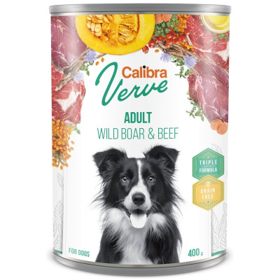 Calibra Verve Calibra Dog Verve konzerva GF Adult Wild Boar & Beef 400 g