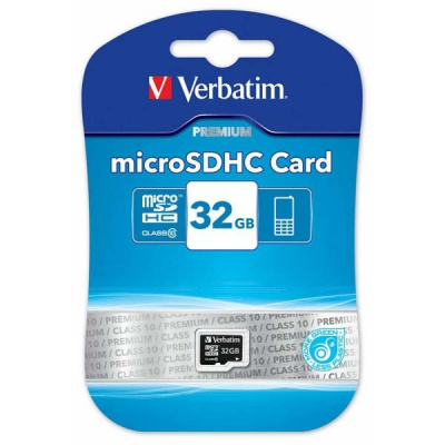 Verbatim paměťová karta Micro Secure Digital Card Premium, 32GB, micro SDHC, 44013, UHS-I U1 (Class 10)