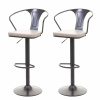 Mendler sada 2 barových židlí HWC-H10b, výškově nastavitelná, područka, barová židle industriální otočná vintage černo-krémová