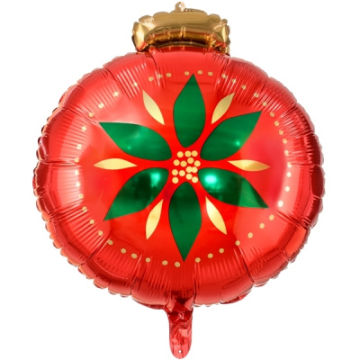 PartyDeco Balonek fóliový Vánoční ozdoba červená, 45 cm
