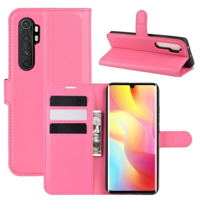 Litchi PU kožené peněženkové pouzdro na mobil Xiaomi Mi Note 10 Lite - rose