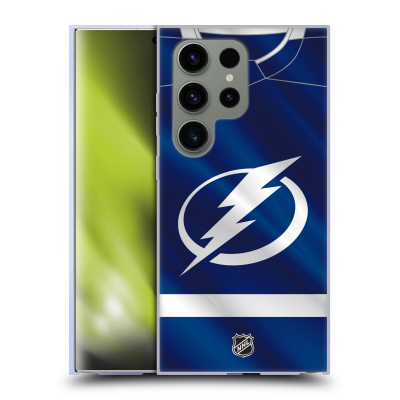 Silikonové lesklé pouzdro na mobil Samsung Galaxy S24 Ultra - NHL - Dres Tampa Bay Lightning (Silikonový kryt, obal, pouzdro na mobilní telefon Samsung Galaxy S24 Ultra s licencovaným motivem NHL - Dr