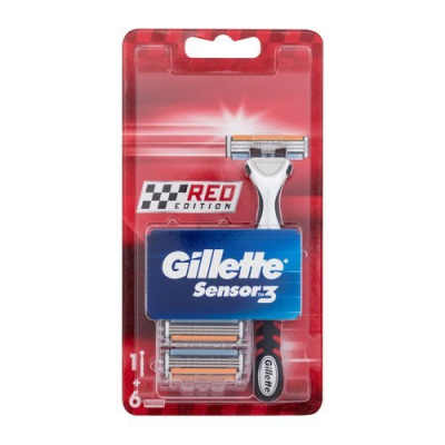 Gillette Sensor3 Red Edition - Holicí strojek + 6 hlavic 1 ks