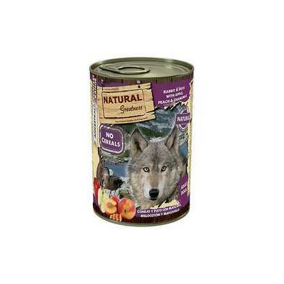 Natural Greatness králík, kachna, jablka, broskve, konzerva pro psy 400 g