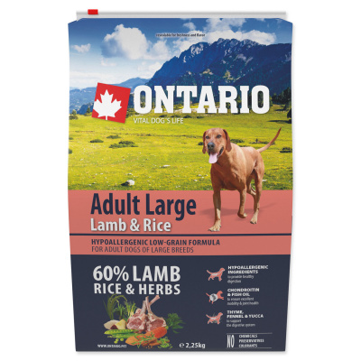 2ks ONTARIO Adult Large Lamb & Rice & Turkey 2,25kg