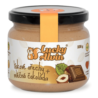 Lískové ořechy a mléčná čokoláda Lucky Alvin pomazánka