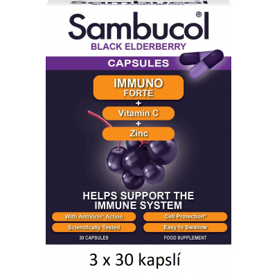 Sambucol Immuno Forte 30 kapslí (imunita, dýchací systém)