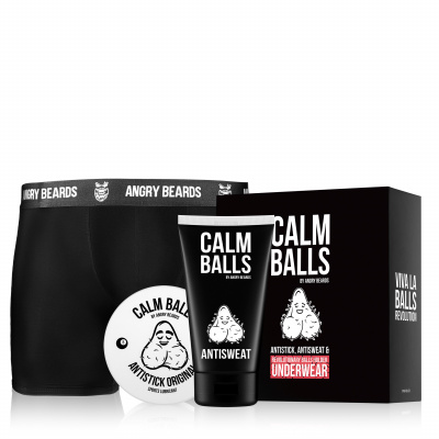 Angry Beards Underwear Antisweat deodorant v krému na intimní partie 150 ml + Antistick gel na intimní partie pro muže 100 ml + Balls Holder L dárková sada