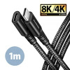AXAGON prodlužovací kabel USB-C(M) na USB-C(F) / USB 3.2 Gen 2 / 5A / PD 240W / 8K HD / opletený / 1m / černý