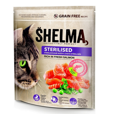 SHELMA Cat Sterilised Freshmeat Salmon Grain Free váha: 750 g