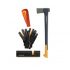 Fiskars Sekera Fiskars X25 štípací, plastové pouzdro 122480 + klín + ostřič XSharp + rukavice - SET Fiskars