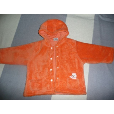Kabátek mikina s kapucou plyšový oranžový > 92