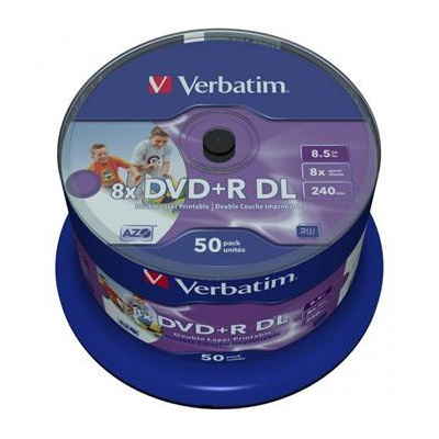 VERBATIM DVD+R DL DataLifePlus 8,5GB, 8x, printable, spindle 50 ks