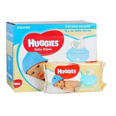 Huggies Pure Triplo (3× 56 ks) Dětské vlhčené ubrousky