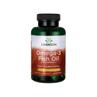 Swanson Lemon Flavour Omega-3 Fish Oil with Vitamin D 60 ks, gelové tablety, 1000 mg