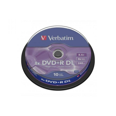 Verbatim DVD+R DL Double Layer Matt Silver bez možnosti potisku 43666 8.5GB 8x spindle 10-pac - množstevní slevy