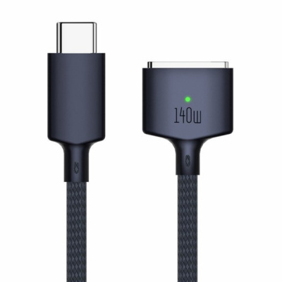 AppleKing opletený magnetický nabíjecí kabel 140W USB-C / MagSafe 3 pro MacBook - 2 m - modrý - možnost vrátit zboží ZDARMA do 30ti dní
