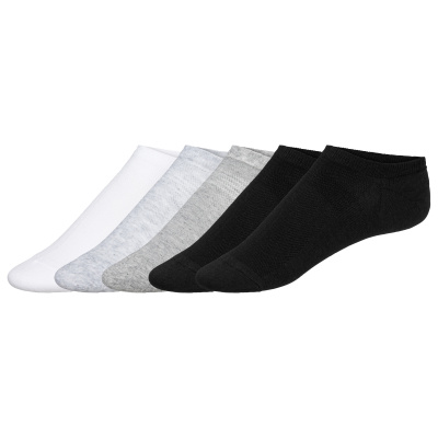 LIVERGY Pánské nízké ponožky, 5 párů (43/46, bílá/šedá/černá)