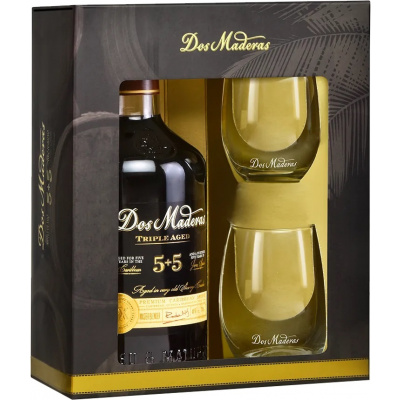 Dos Maderas P.X. 5+5 10 YO + 2 skleničky, Gift Box, 40%, 0,7l (dárkové balení 2 sklenice)