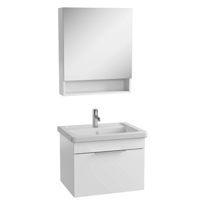 Vitra Koupelnová skříňka s umyvadlem a zrcadlem VitrA Mia 64x49x45 cm bílá lesk MIASET6049BG