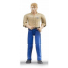 BRUDER 60006 B-world figurka muž blondýn s nízkými botami, modré kalhoty