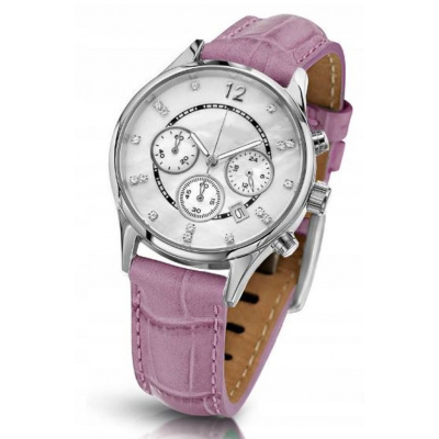 Oslnivé hodinky Geneva Pearl Swarovski stříbrné - pink