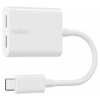 Belkin USB-C adaptér/rozdvojka - USB-C napájení + USB-C audio / nabíjecí adaptér, bílá (F7U081btWH)