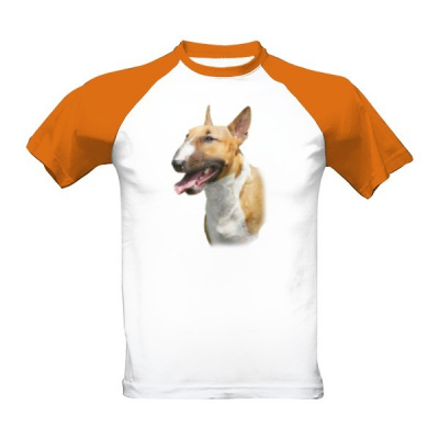 Tričko s potiskem Mini bulteriér pánské Bílá a oranžová S