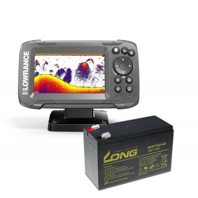 Lowrance Echolot HOOK² 4x GPS se Sondou Bullet Skimmer + baterie ZDARMA