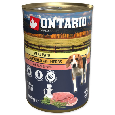 Konzerva ONTARIO Dog Veal Pate Flavoured with Herbs 400 g
