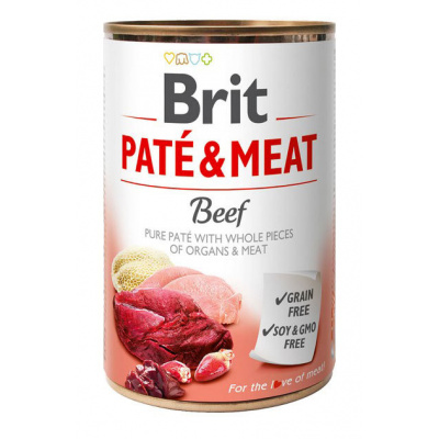 Brit Paté & Meat - Beef konzerva 400g (70% hovězí a krůta + čisté masové paté. Kompletní krmivo pro psy.)