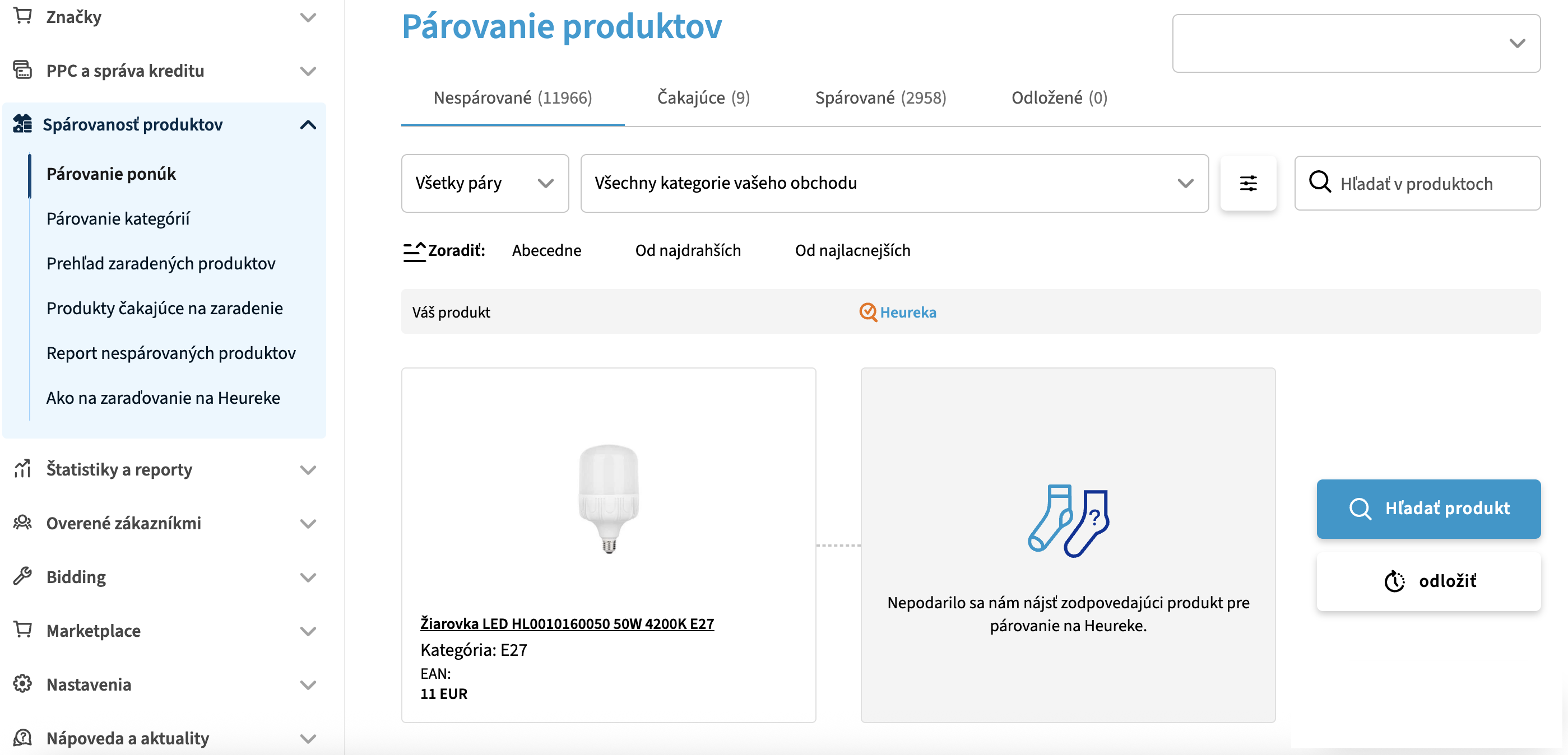 Obrázok 7: Ukážka Nástroj na párovanie ponúk a kategórií