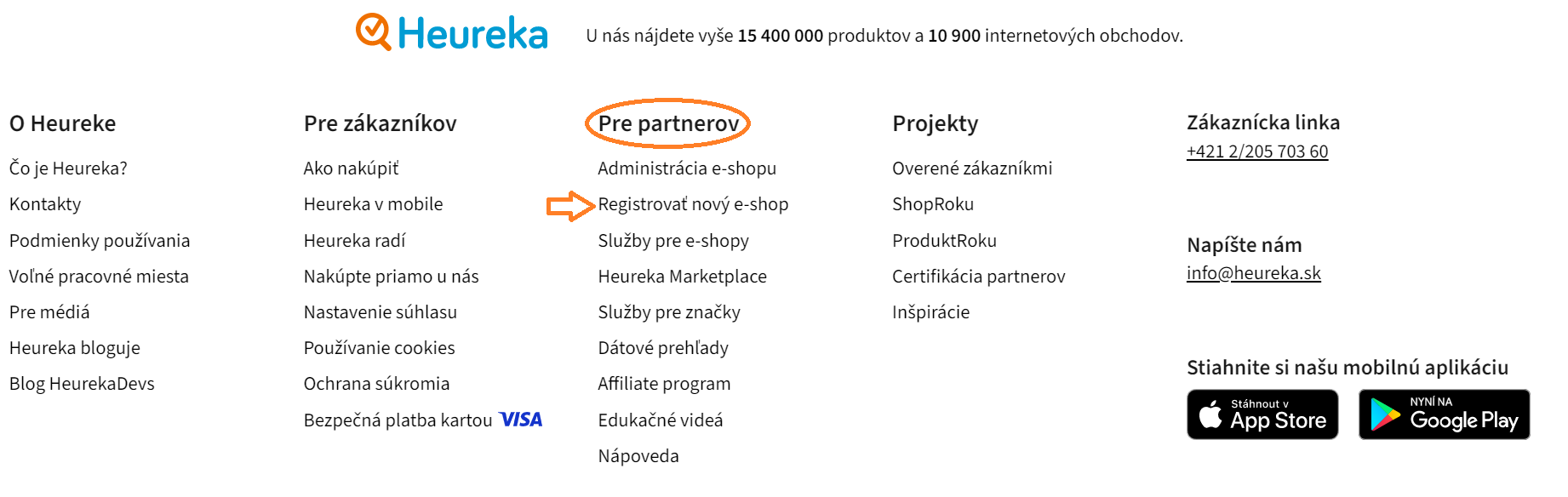 Registrácia eshopu - Heureka.sk