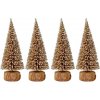 Sada vianočných stromčekov na pníku 10 cm – šampáň trblietavé, 4 ks dekorácie