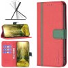 Peňaženkové kožené puzdro Cross Color na Xiaomi Redmi Note 10/10S - Červená