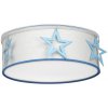 EUlight Detské stropné svietidlo Star, 1x biele/modré textilné tienidlo