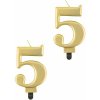 Godan Narodeninová sviečka na tortu – 5 – metalická zlatá – 8 cm – 2 ks 8595596330140