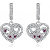 Šperky eshop - Náušnice zo striebra 925, srdiečko zdobené čírymi a ružovými zirkónikmi SP22.03