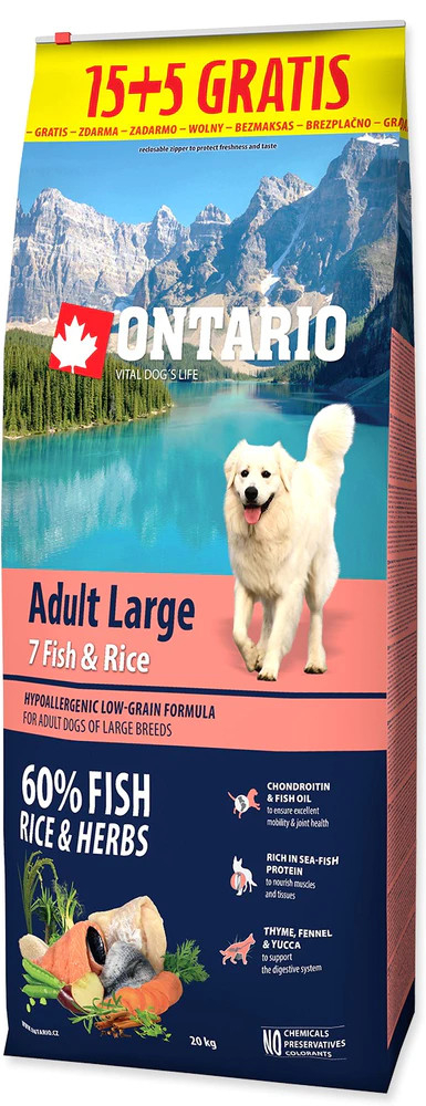 Ontario Adult Large 7 Fish & Rice 20 kg