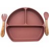 Martons silikónová jedálenská sada s prísavkou Dark pink 3 dielna