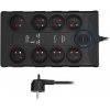 Solight prepäťová ochrana, 8z, USB A + CA, 2m, čierna