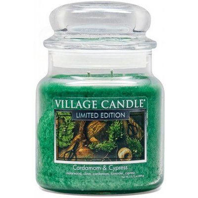Village Candle Cardamom and Cypress 397g - středni vonná svíčka ve skle Cardamon a cypřiš