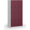 Šatníková skrinka S1 s úložnými boxmi, 6 boxov, 1850 x 900 x 500 mm,zámok s čítačkou RFID kariet, červené dvere