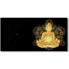 Vodorovné Sklenené hodiny na stenu tiché Sediaci budha 60x30 cm